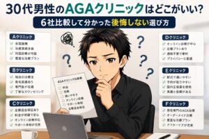 30代男性のAGAクリニックはどこがいい？6社比較して分かった後悔しない選び方